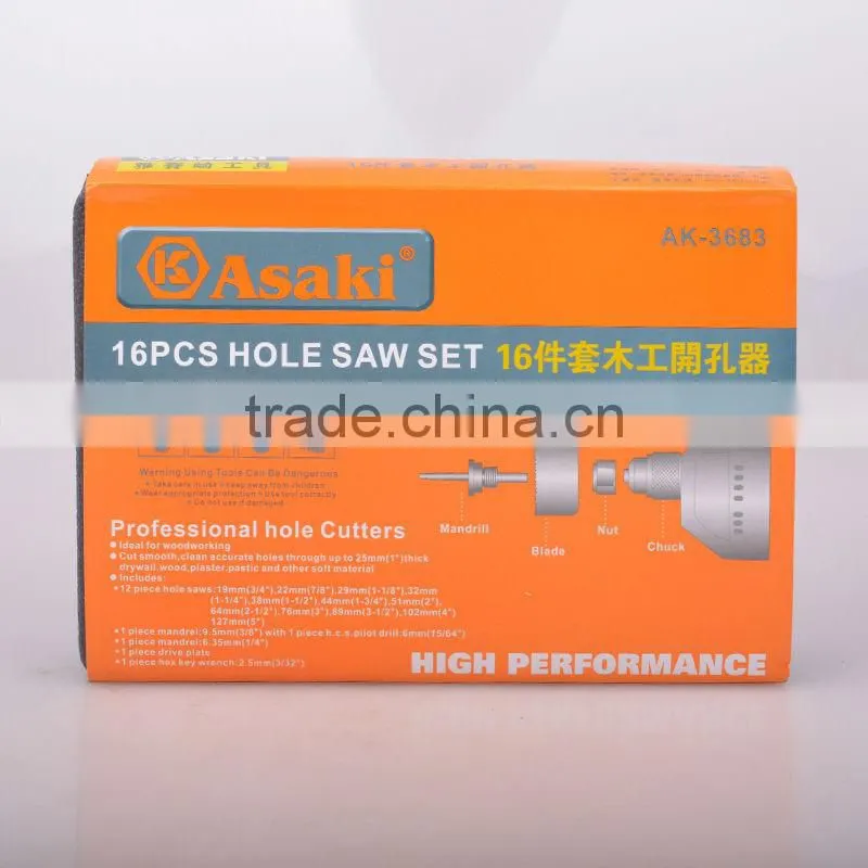 16 PCS Wood hole saw set