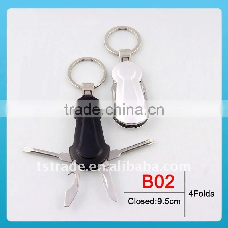 2014 Mini multi aluminium oxide LED mental gift keychain knife tool B02