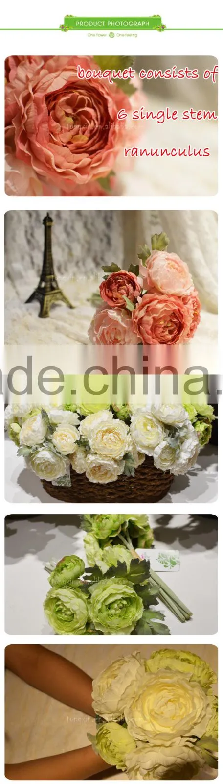 bridal wholesale wedding bush bouquet flore ranunculus artificial bushes