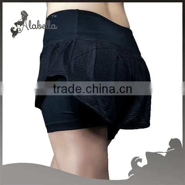 womandouble layers jump short jogging pants high waist yoga pants