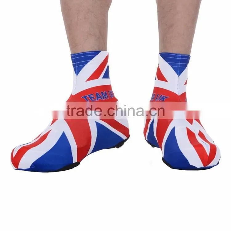 2016 custom full sublimation printed cycling shoe cover with flag designs