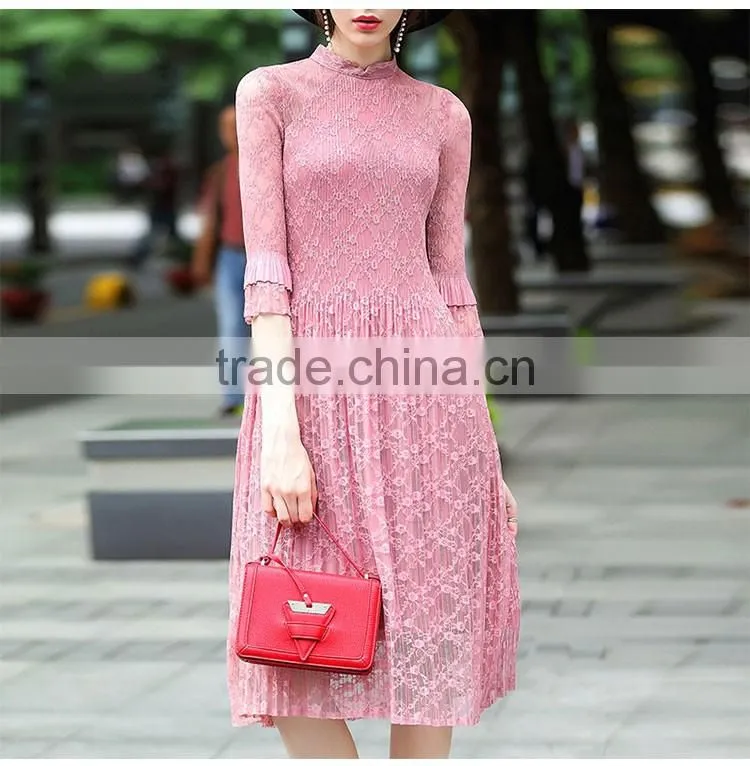 Maxnegio topshop pleated lace maxi causal dress