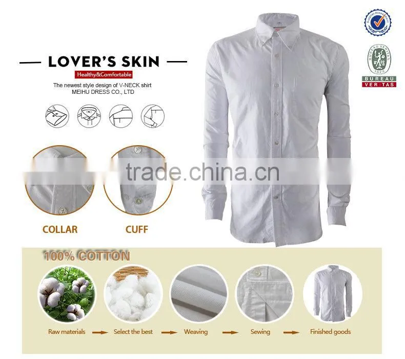 2017 Formal white new Brand Autumn Oxford button- down collar mens slim fit warm fashion shirt