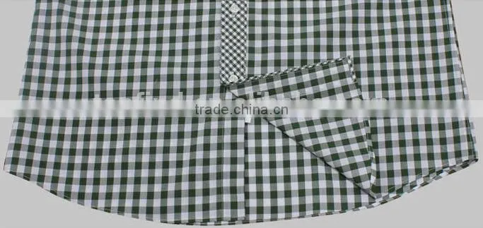 Wholesale branded short sleeve blue color plaids men dress shirt &causal shirt