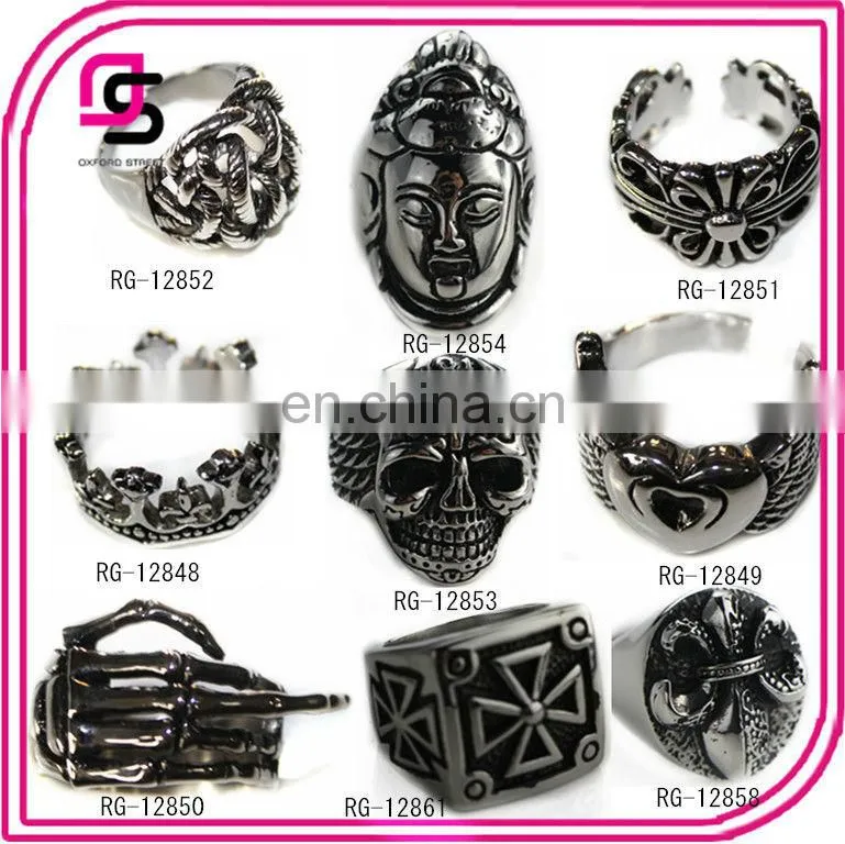 2014 fashion stainless steel jewelry with skull rings design