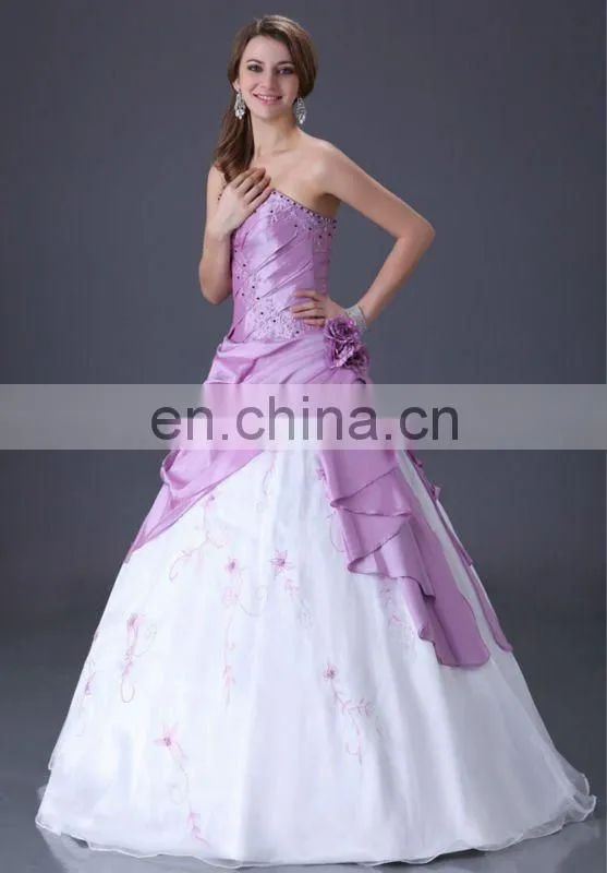 Grace Karin Long Strapless Purple and White Burgundy Quinceanera Dresses Cheap CL2519