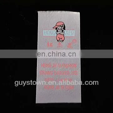 custom garment satin printing washing instructions label