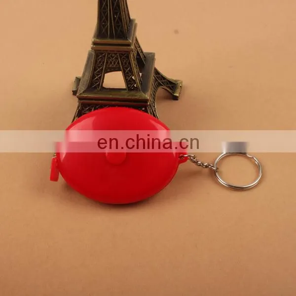 Plastic mini oval shape tape measure keychain