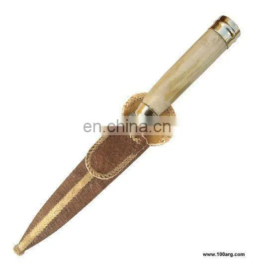 KNIFE WITH STAINLESS STEEL BLADE SCHMIEDEN 14CM. HANDLE BONE AND NICKEL SILVER, WITH RAWHIDE SHEATH