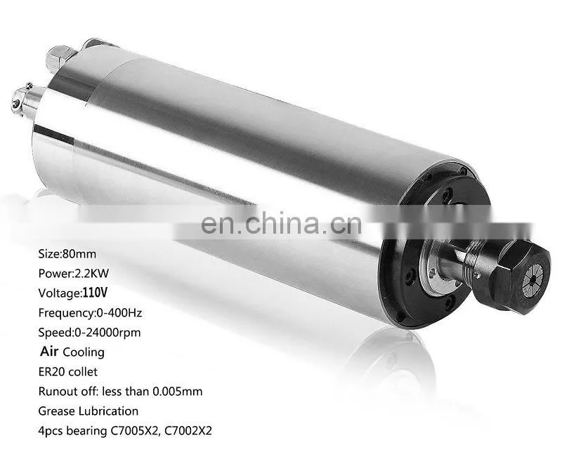 HONGJUN 2.2kw Air Cooled Spindle Kit 2.2KW 220v CNC Air Spindle Motor And 2.2kw 220V Inverter