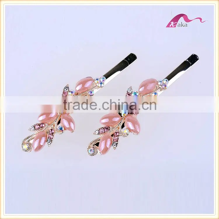 Multi Colors Elegant Charming Hair Grips Top Quality Metal Crystal Decoration Flower Ceramic Beads Hair Clips For Girls