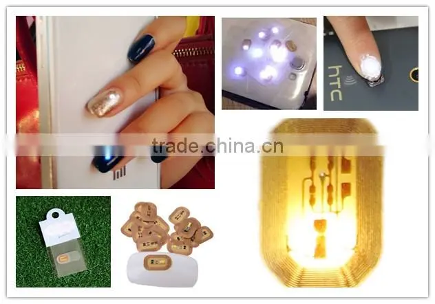 13.56MHz 3D Rfid NFC Nail Tag / Mobile Phone Nail Art Sticker with Led