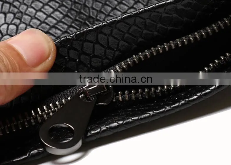 Fashion Genuine Cow Leather Python Pattern Lady Clutch Bag Purse for men