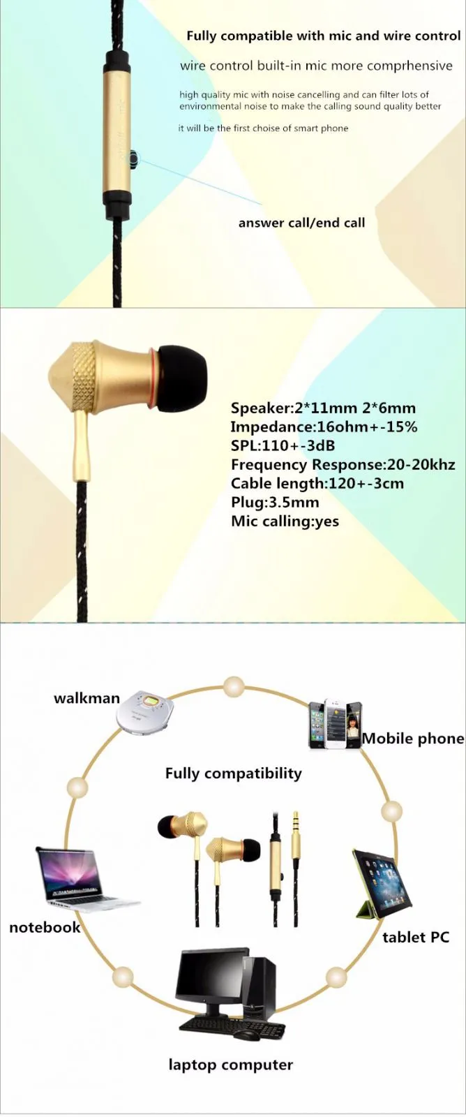 High end super bass stereo headphone alibaba earphone in ear for SONY