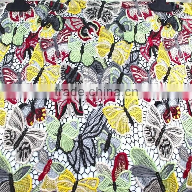 2016 new muilt colour polyester mesh embroidery fabric for evening dress