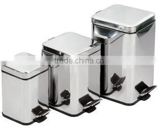 stainless steel square foot pedal trash can
