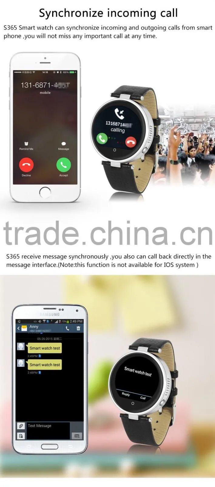 Bluetooth Smart Watch For Android Samsung Galaxy S5 S6 Edge /samrt watch For IOS iPhone 6S