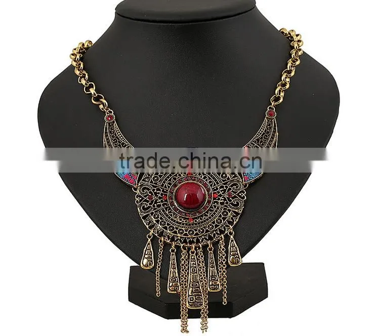 Hot sale new deisgn national style necklace heavy pendant necklace gemstone jewelry