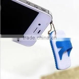 Cute cartoon Slippers fashion dust plug,phone charm,dustproof plug earphone cap