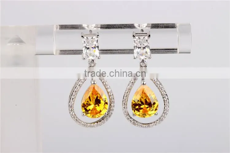 Wholesale High Quality Classic yellow sapphire zircon Earrings