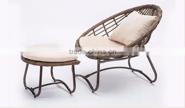 2PCS Chaise Portable Deck Outdoor Beach Rattan Lazy People Sun Lounger