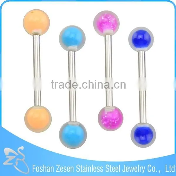 Factory wholesale stainless steel tongue barbell fashion flesh colored tongue rings