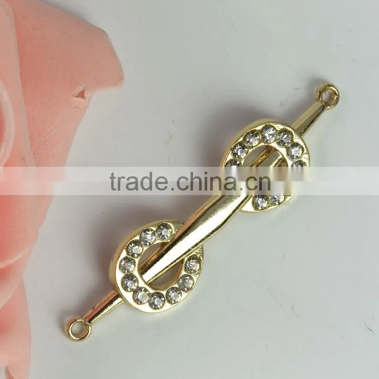 Wholesale rhinestone belt buckle, bikini gold connector, chain strass bikini connector for dicoration