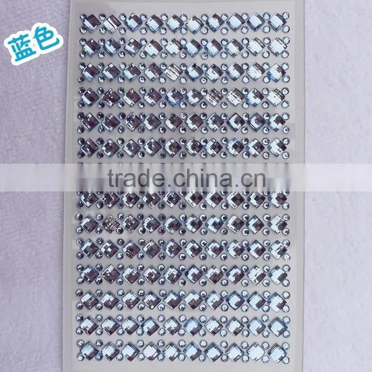 Small MOQ self-adhesive acrylic rhinestone sticker