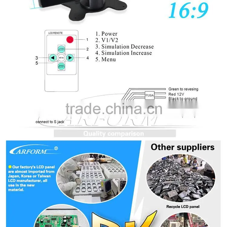 car rear view system 9 inch TFT lcd Monitor with Auto switch when back the vehicle