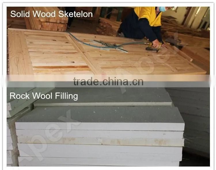 Oak fire door composite wood solid wood door with glass, fire rated door