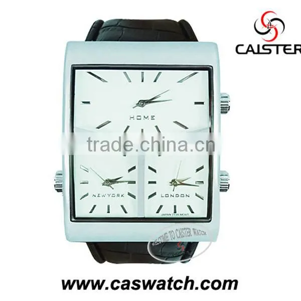 Blue wrist watch dial Leather watch band