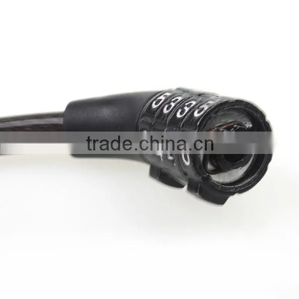 Durable Black Bike Bicycle 4 Digital Code Password Combination Lock Cable