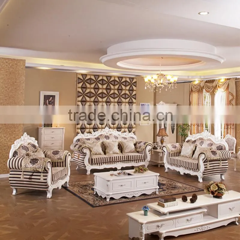 Premium Quality Brown Traditional European Wooden Sofa Set Designs