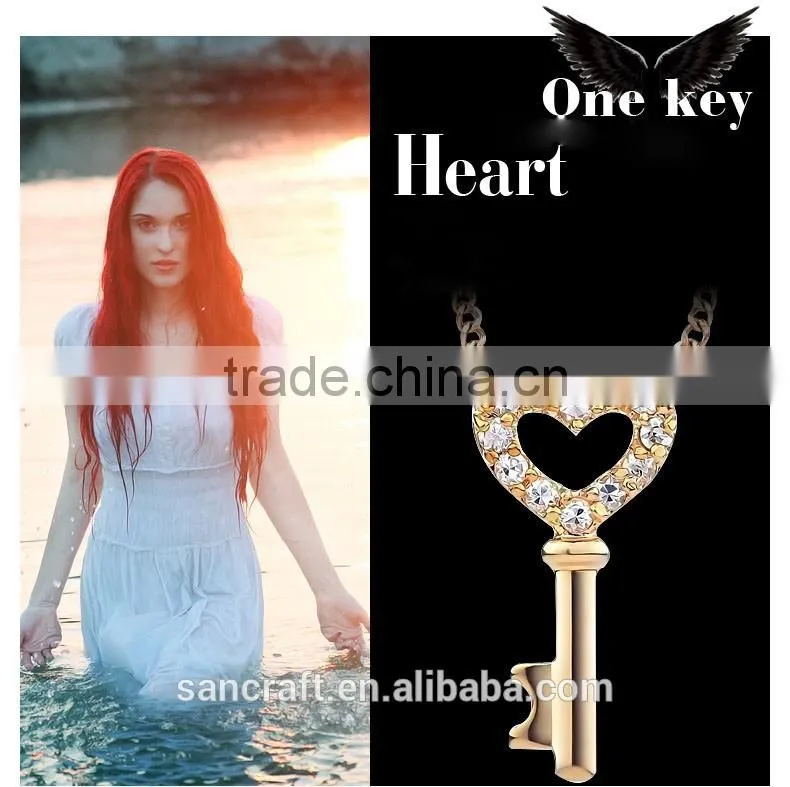 Love heart cubic zirconia best selling 2016 18k gold plated jewelry set