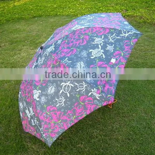 Hot sale fashion flower fabric 2 folding umbrella