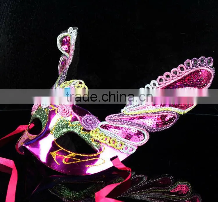 Deluxe PVC+Fabric Butterfly Sequin Mardi Gras Masquerade Venetian Mask