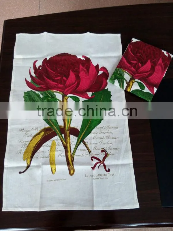 2015 new fashion cotton /linen tea towels for home decoration ,cheap promotional gift in high quality red flower -31
