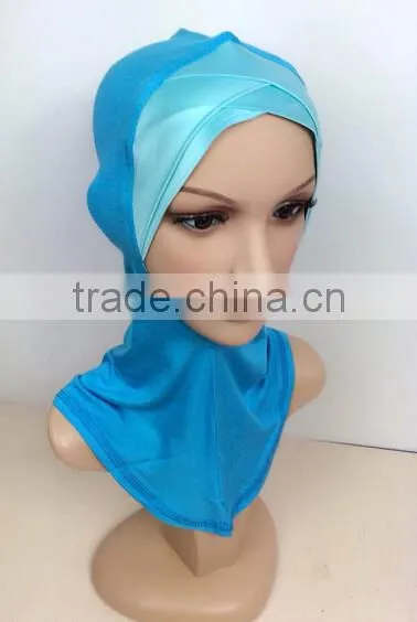C063 new style satin double crossover ninja inner underscarf,full underscarf to cover neck