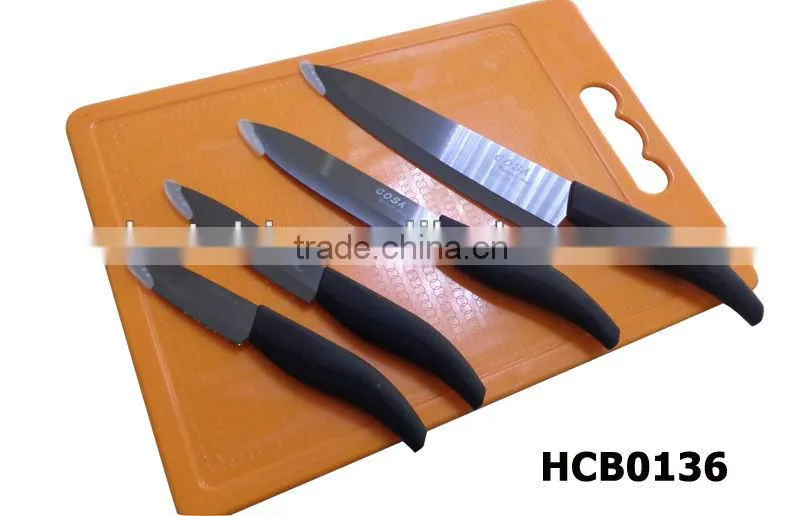plastic bread board with bread knife