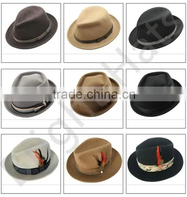 100% Wool Felt Fedora Dress Hats Manufacturer , Men Formal And Fashionable Headwear