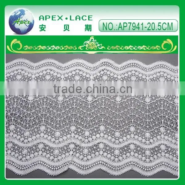 Double scalloped lace trim embroidery polyester lace trim AP7941