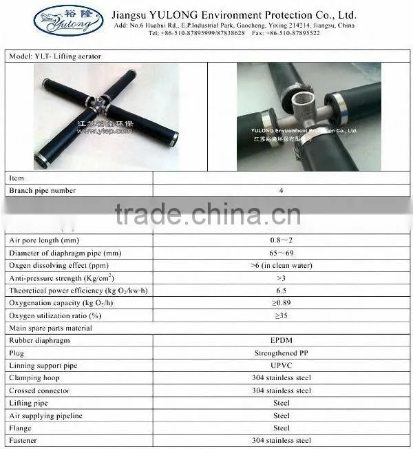 Tube air diffuser for waste water treatment