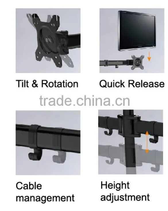 Four arm laptop monitor stand