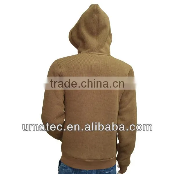 Men's Bonded Heavy Rib knitCoral Fleece Hooded Jacket
