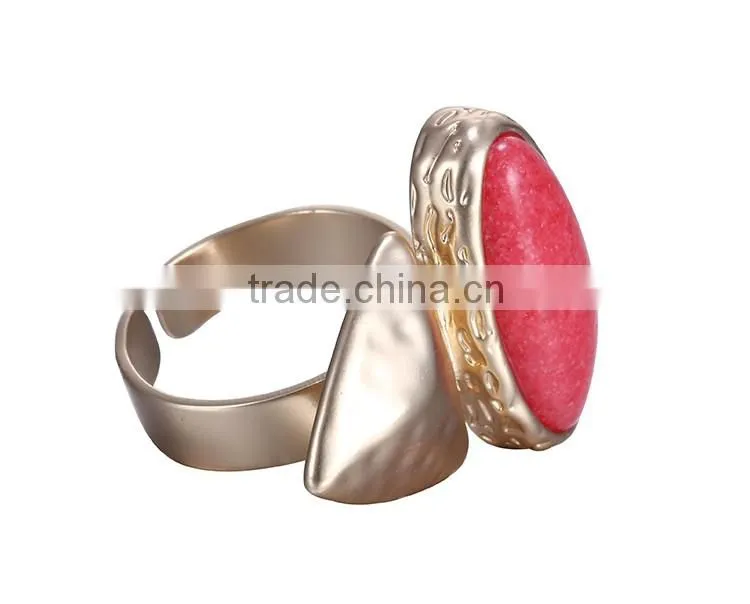 Dubai Red stone mosaic gold plating ring for elegant women valentine's gift