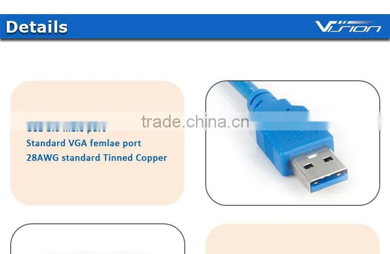 USB 3.0 to VGA Video Graphic Card Display External Cable Adapter for PC Laptop Windows 7/8