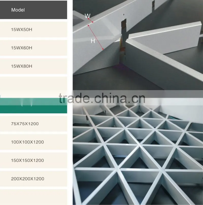 High Strength Suspended Cell Ceiling Aluminum Triangle Open Grid Ceiling