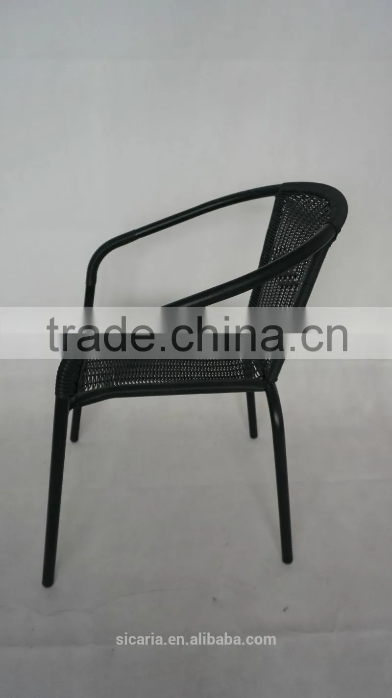 outdoor steel frame with wicker seat and back chair