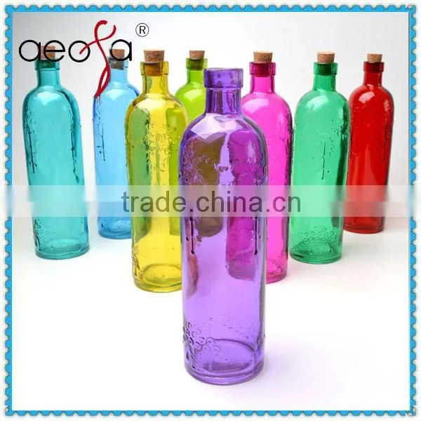 HOT SELLING! Colorful Glass Bottle with Cork Glass Beverage Bottle