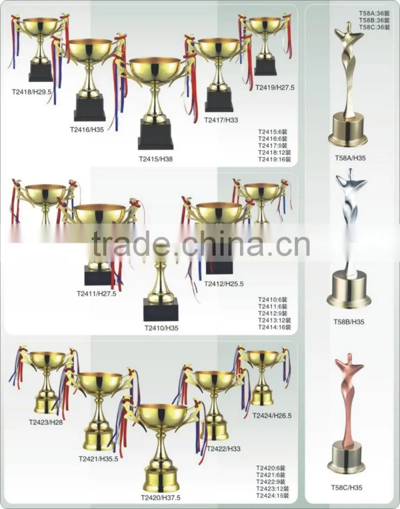 Custom plastic trophy base award basketball tennis trophy golden souvenir 2415 China metal champions league cup trophy